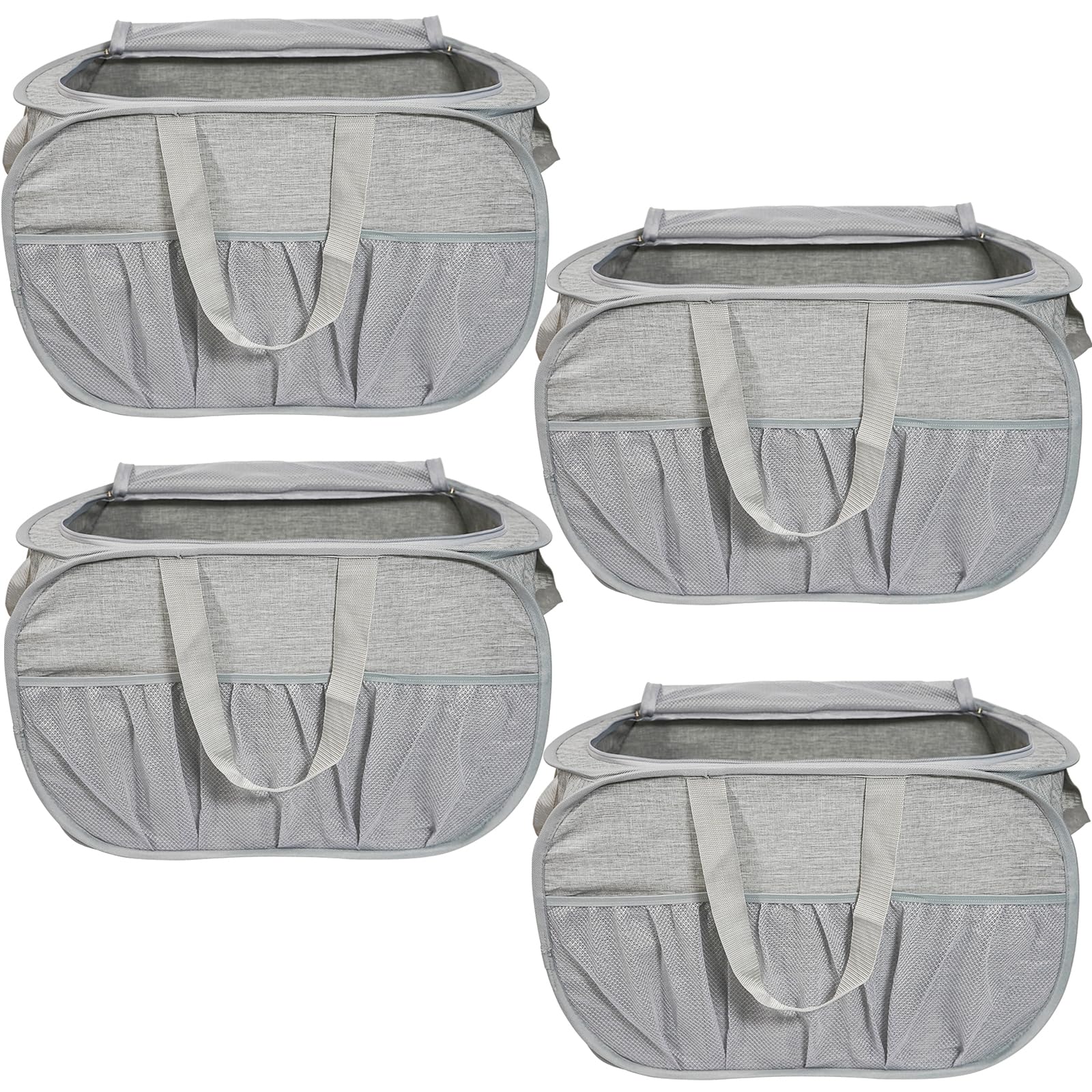 4 Pack Collapsible Laundry Baskets with Lid, Foldable Laundry Basket with Pockets, Pop Up Laundry Hamper with Dual Handles, 99L Sturdy Hampers for