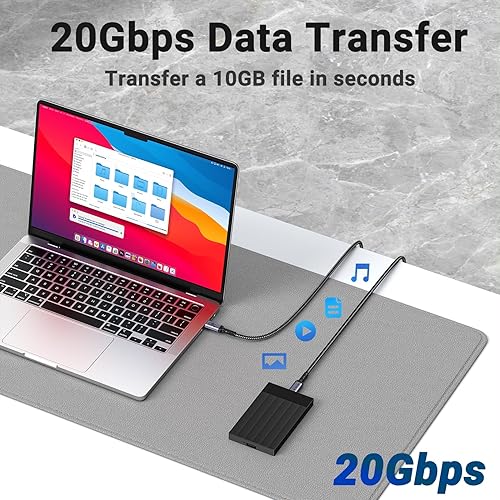 Miniatura 8 de Cable USB C a USB C 3.1 de 3 pies, 2 paquetes, 100 W tipo C a tipo C, cable de video para monitor 4K 60Hz, 10 gbps de transferencia de datos de alta