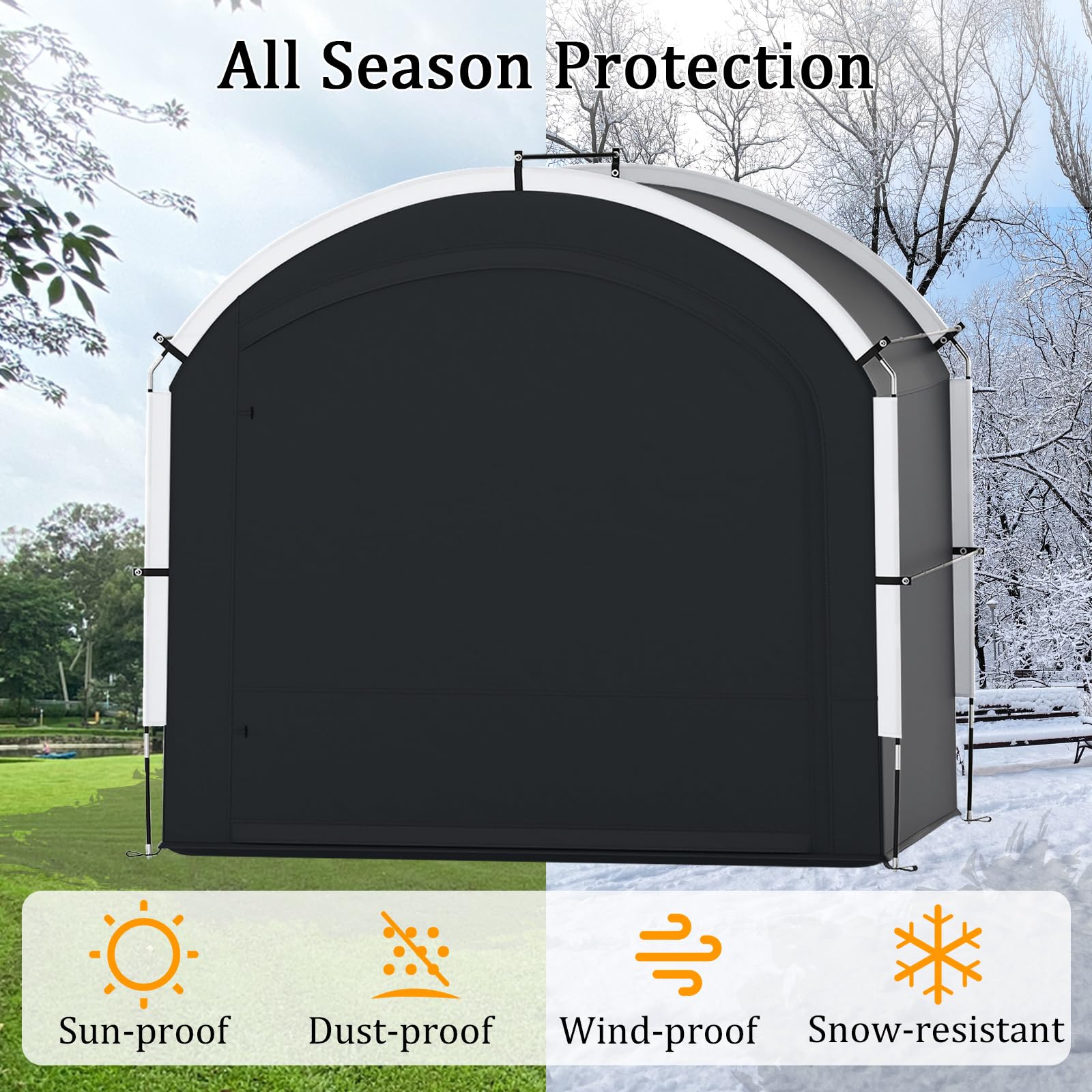 Goplus Bike Storage Shed Tent, 7.2 x 4.9 FT Outdoor Bike Storage Sheds w/210D Oxford Fabric PU4000 Waterproof Cover, Portable Bicycle Tent Shelter for 5 Bikes, Motorcycles, Garden Tools, Lawn Mower - 3