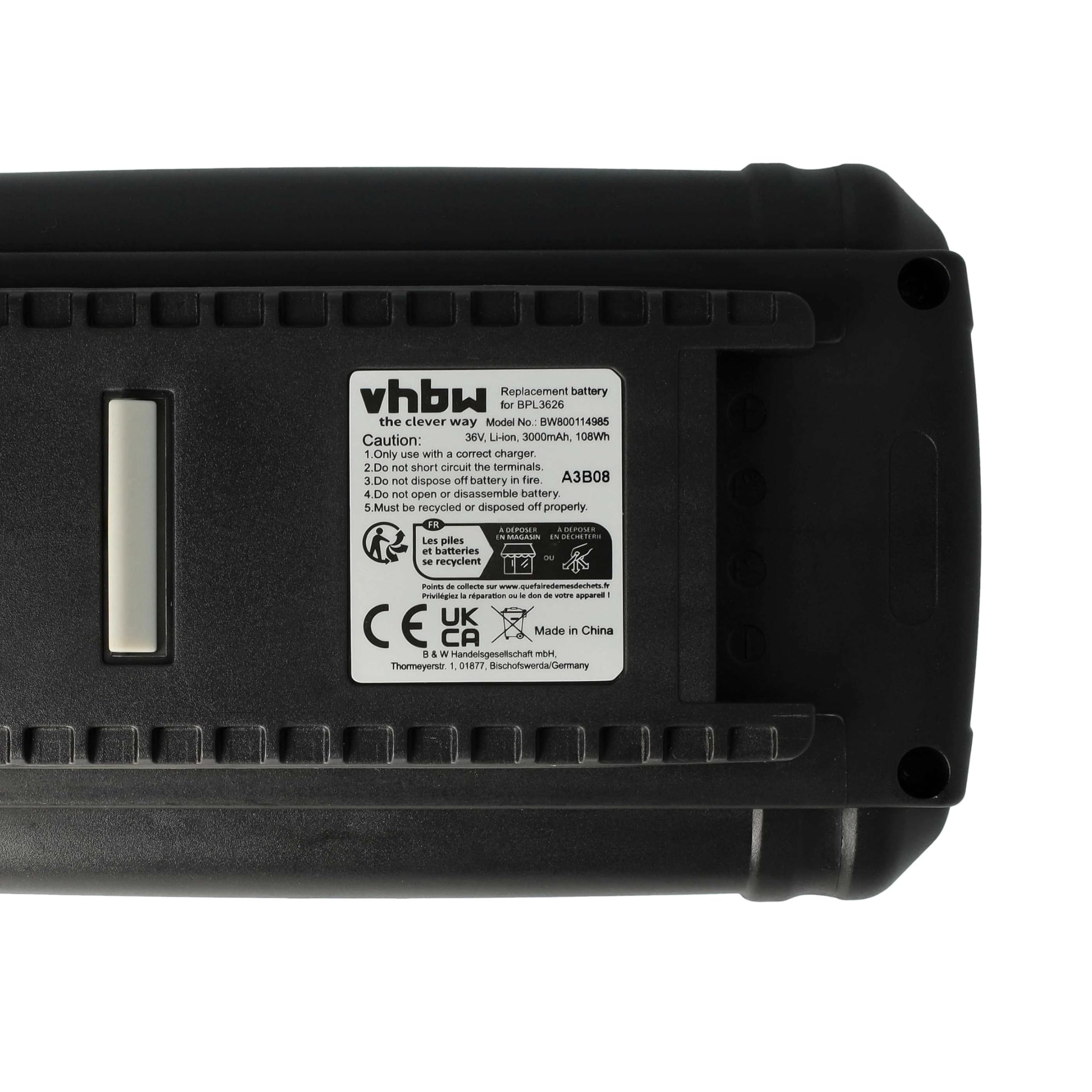 vhbw batteria compatibile con Ryobi RHT36C60R15, RCS36X3550HI, RHT36C5525, RLM36X40H, RLM36X40H40 utensile (3000 mAh, Li-Ion, 36 V)