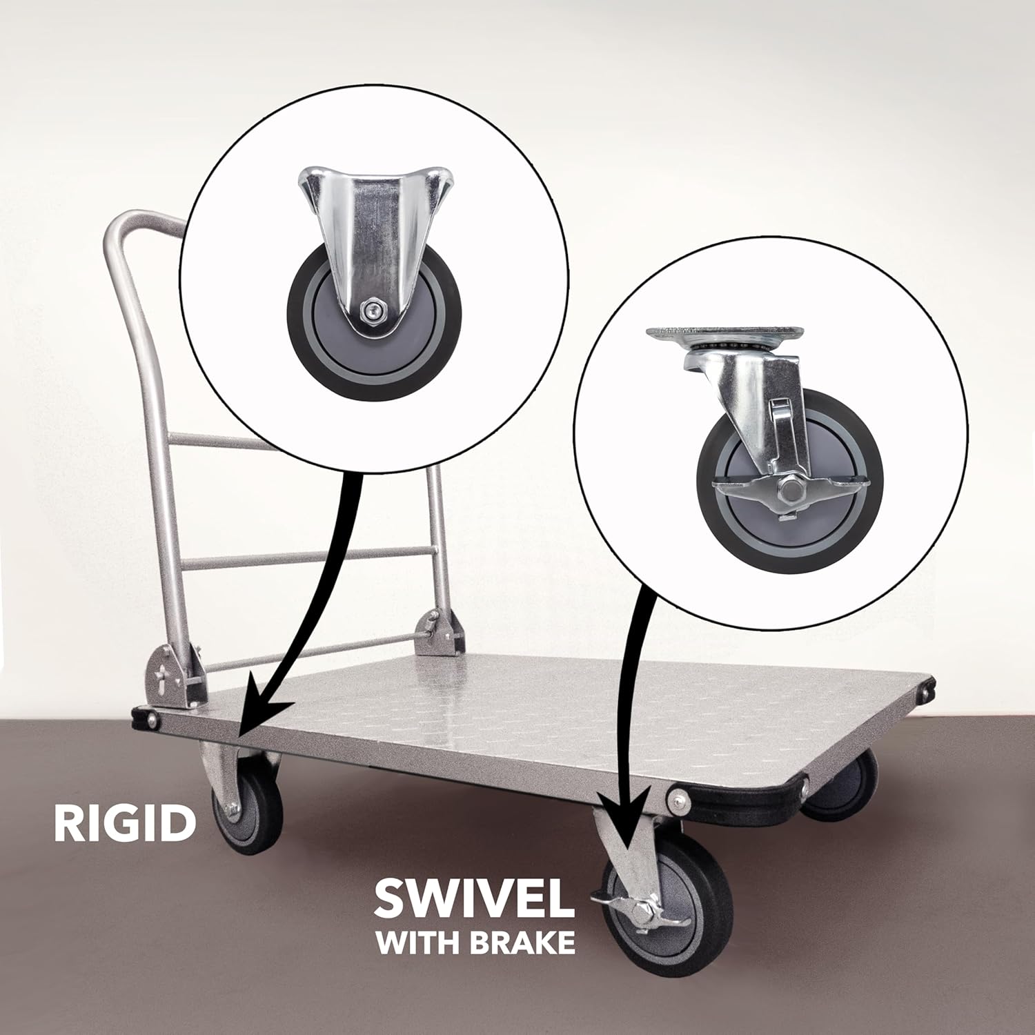 Shepherd Hardware 4040055T TPR Rubber Caster Wheel with Rigid Non-Swivel Top Plate Marking for Use in Hospitals, Food Service and Other Institutional Applications, 4"