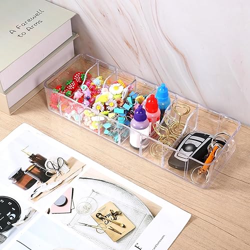 Miniatura 5 de Paquete de 4 cajas organizadoras de cables de plástico con 40 lazos de alambre, compartimentos ajustables transparentes para almacenamiento de