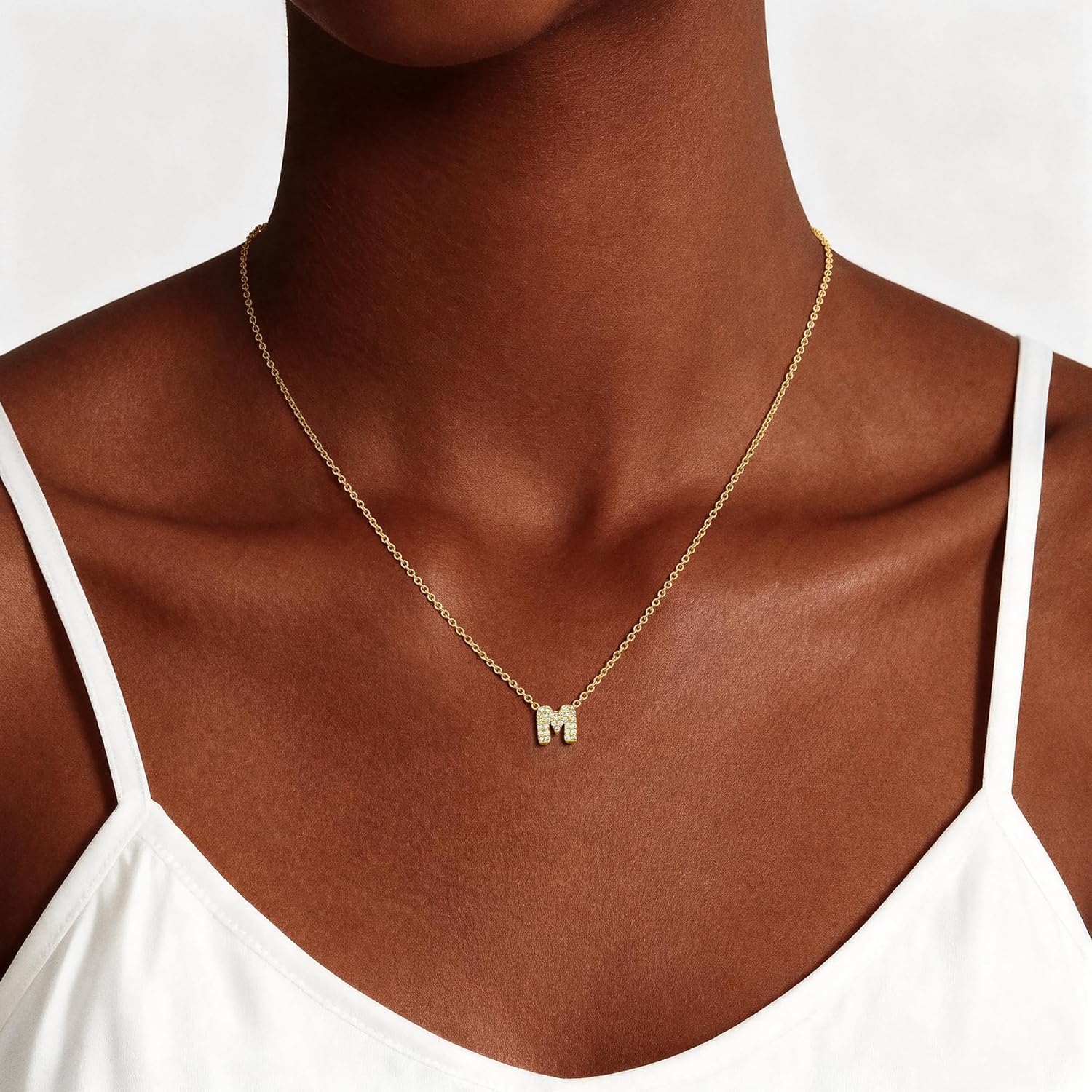 Gold Bubble Initial Necklaces for Women Dainty Small Cubic Zirconia Letter Necklace Tiny Non Tarnish Initial Pendant Monogram Choker Name Necklace Personalized Gift Trendy Jewelry - Image 2