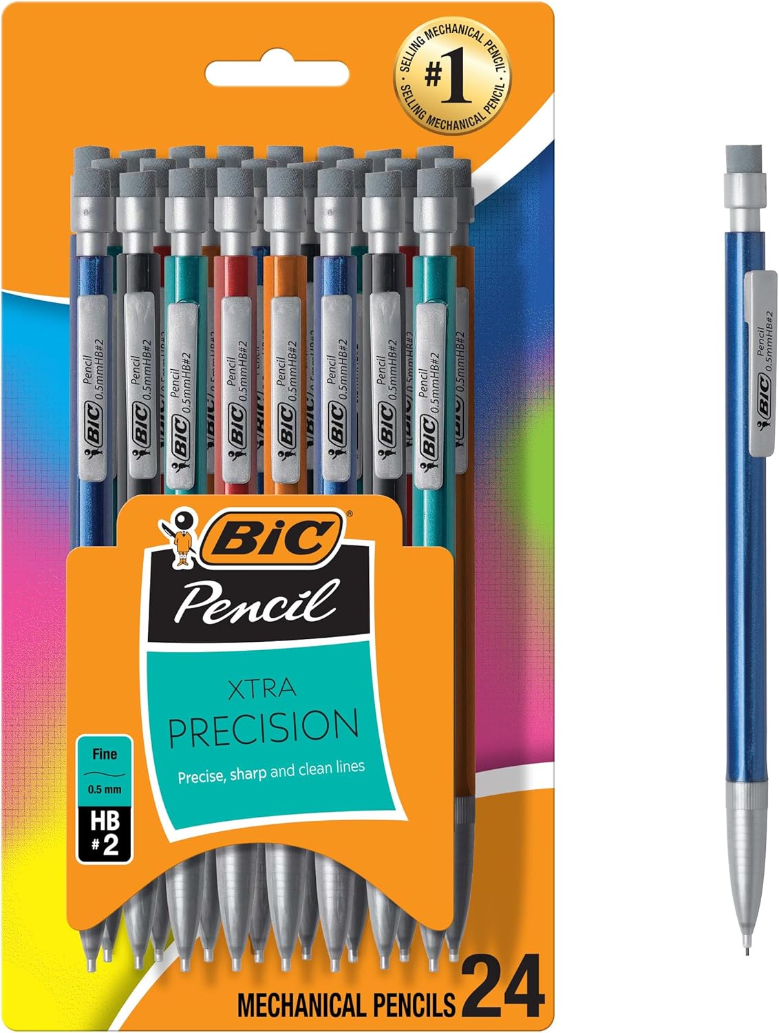 Product image of BIC Xtra-Precision Mechanical Pencils with Erasers, Fine Point (0.5mm), 24-Count Pack Mechanical Drafting Pencil Set