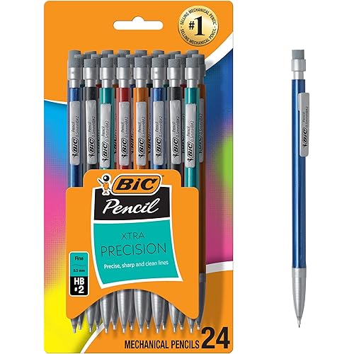 BIC Xtra-Precision Mechanical Pencils with Erasers, Fine Point (0.5mm), 24-Count Pack Mechanical Drafting Pencil Set