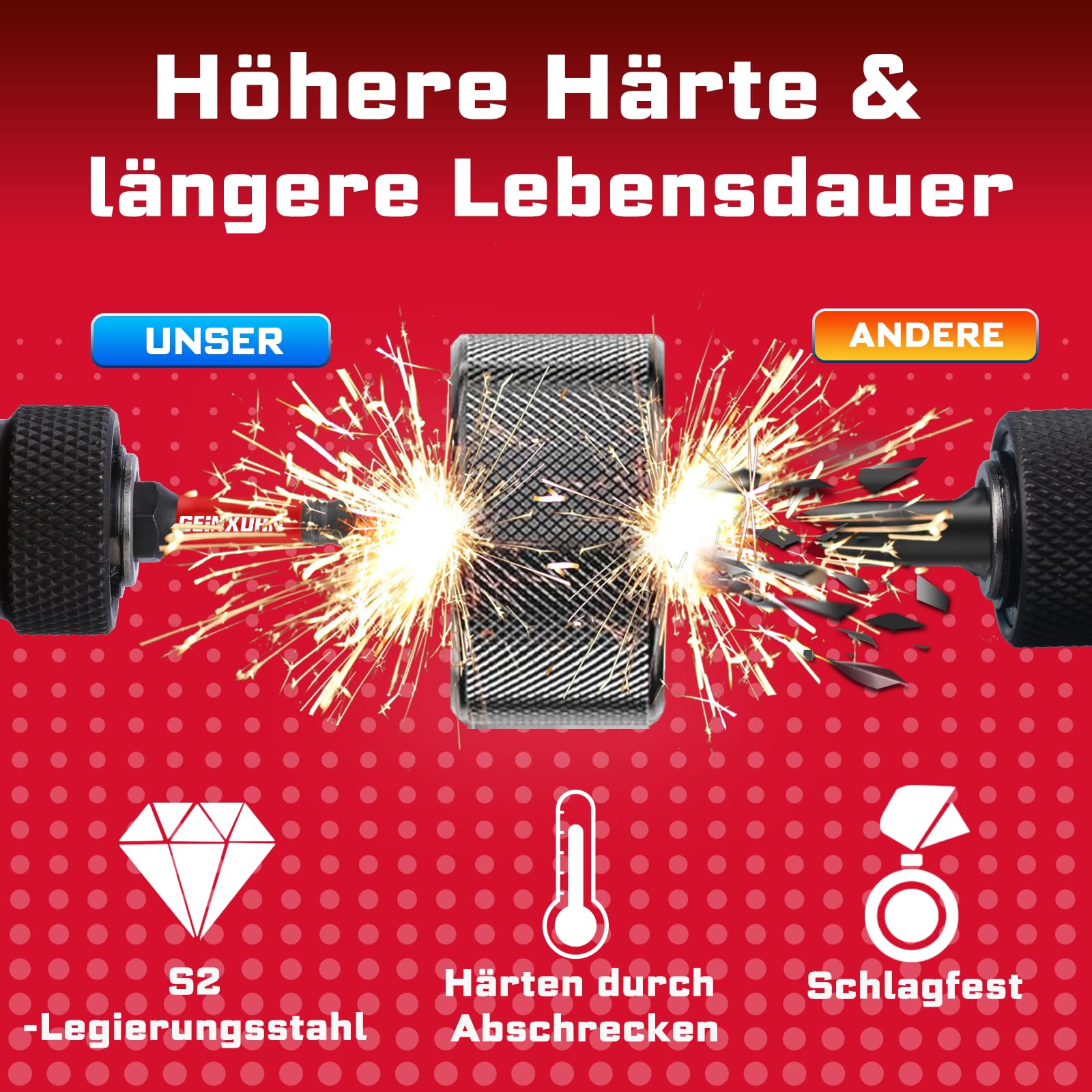 Geinxurn Schlagfeste Schraubendreher Bits Set, 90 Stücke 50mm Magnetisch (PH2/PZ2/T10/T15/T20/T25/T30/Hex) S2 Stahl Multi Treiber Bits mit Lagerung Bunte Box