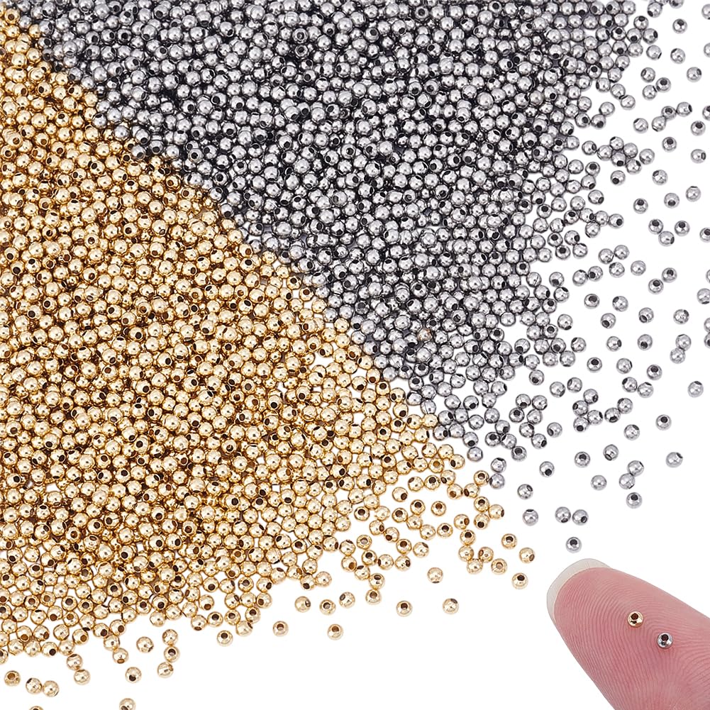 Perles rondes en acier inoxydable 2 mm pour création de bijoux et petites perles à sertir métal