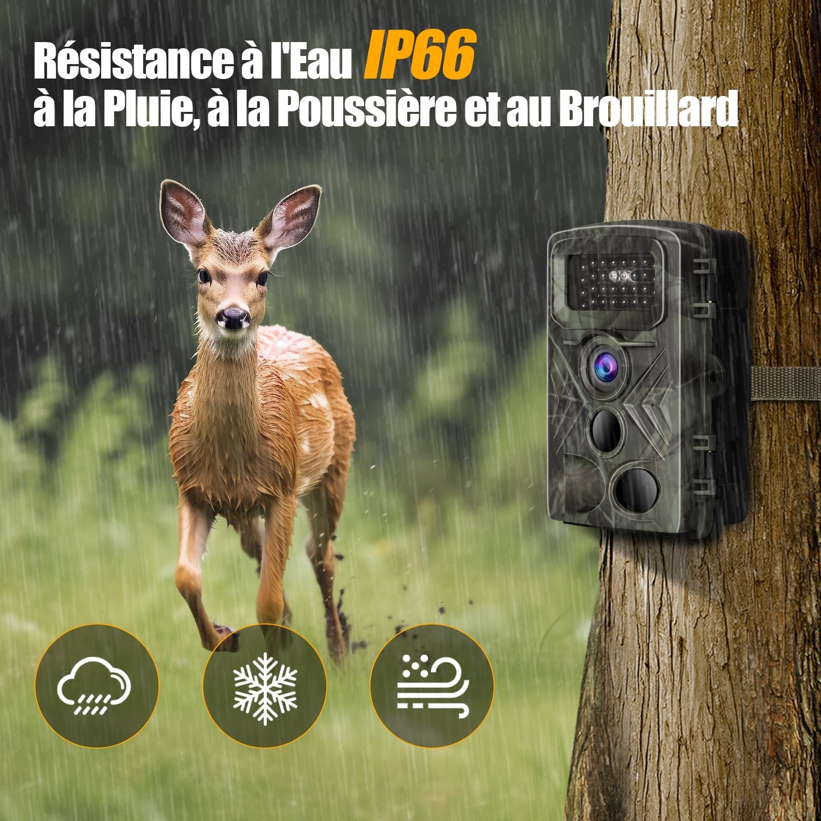 Caméra de Chasse 2.7K, 58MP Camera Chasse Infrarouge avec 32GB Carte, Piege Photographique 120 ° Angle Vision Nocturne Animaux, Caméra de Surveillance Camera Suiveuse Exterieur Traque IR Caméra