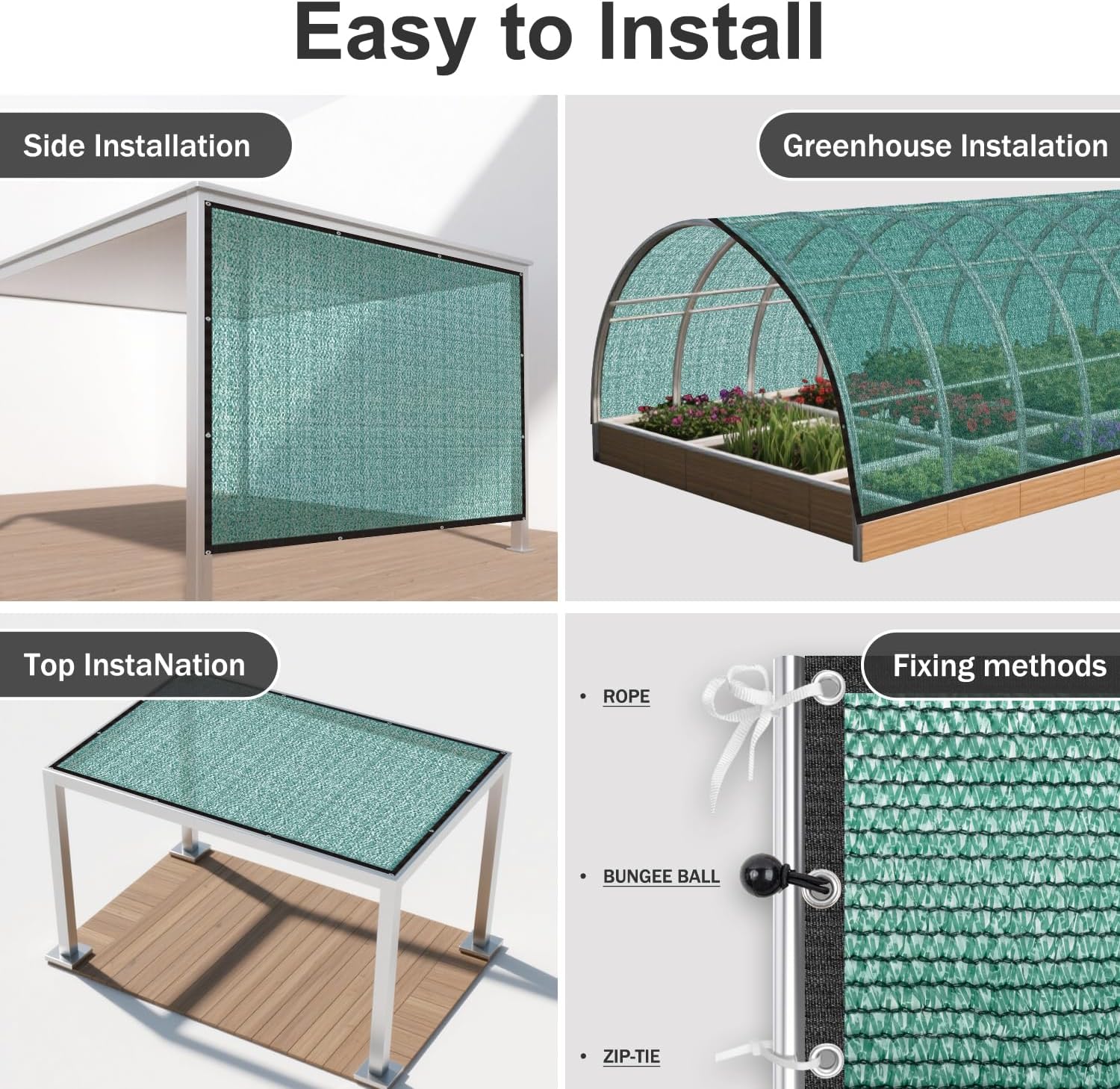 SUNNY GUARD 65-75% Sun Shade Cloth, 20 x 48 FT Green HDPE Mesh – Breathable Garden Shade Cover for Plants, Vegetables, Greenhouse, Patio, Chicken Coop & Dog Kennel