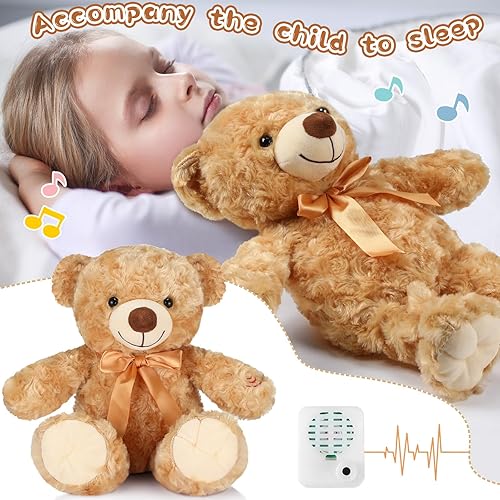 Vista 7 de Liliful Oso de peluche de Navidad de 12 pulgadas, inserto de un módulo de sonido grabable, oso marrón, juguete de tela suave para decoración