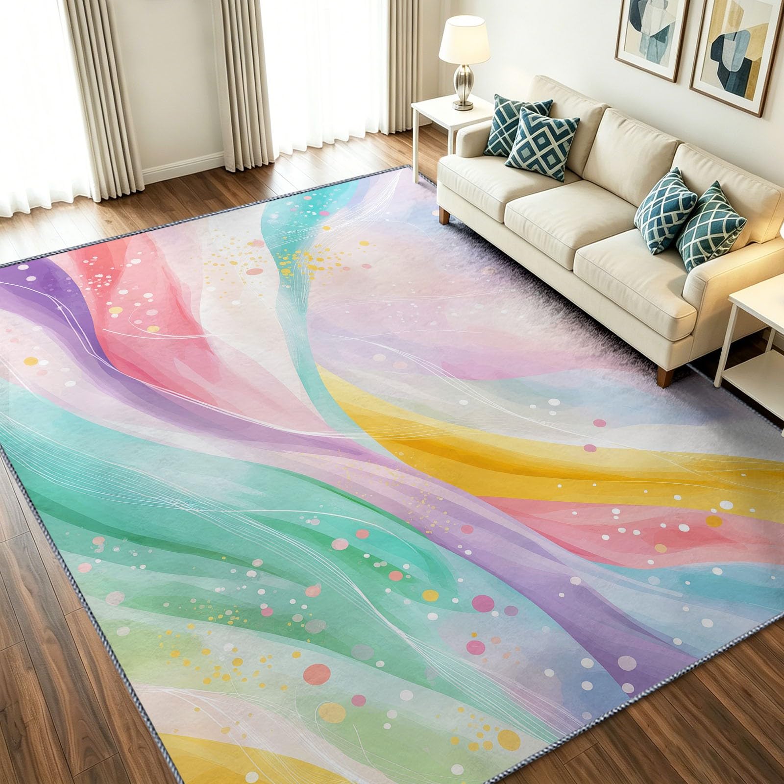 Tapis facile à nettoyer géométrique de 160 x 230 cm pour éviter les taches au salon