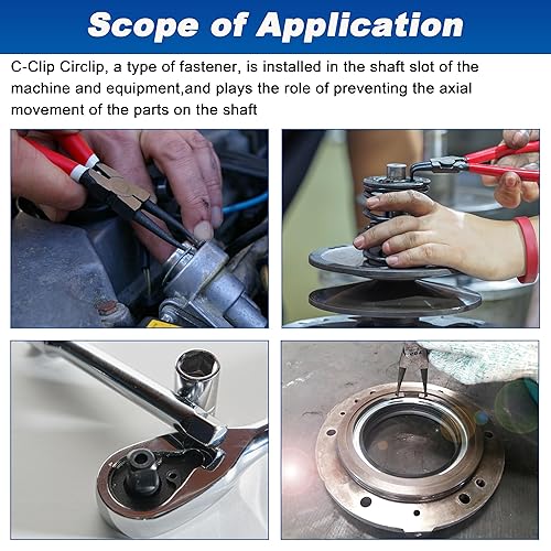Miniatura 7 de Juego surtido de anillos de retención externos, 580 piezas de clips en C de retención de clip de presión de anillo de acero de aleación negra y 1