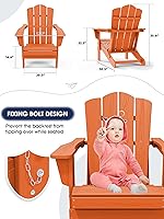 Vista 44 de KINGYES - Silla Adirondack plegable, sillas de patio de polietileno de alta densidad para todo tipo de clima, silla de césped con textura de madera