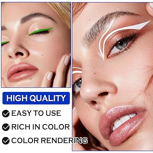 Miniatura 4 de Juego de 3 lápices delineadores de ojos verdes, delineador de ojos colorido con purpurina metálica, lápiz de sombra de ojos brillante, kit de