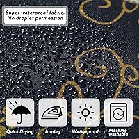 Vista 4 de Peryiter - Juego de cortinas de ducha de Navidad, Papá Noel negro, con tapetes antideslizantes, cubierta para tapa de inodoro, tapete de baño y 12