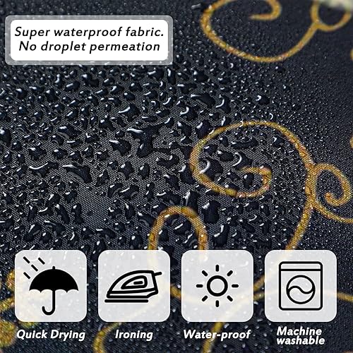 Miniatura 4 de Peryiter Juego de cortinas de ducha de Papá Noel negro con alfombras antideslizantes, cubierta de tapa de inodoro y 12 ganchos, decoración de baño