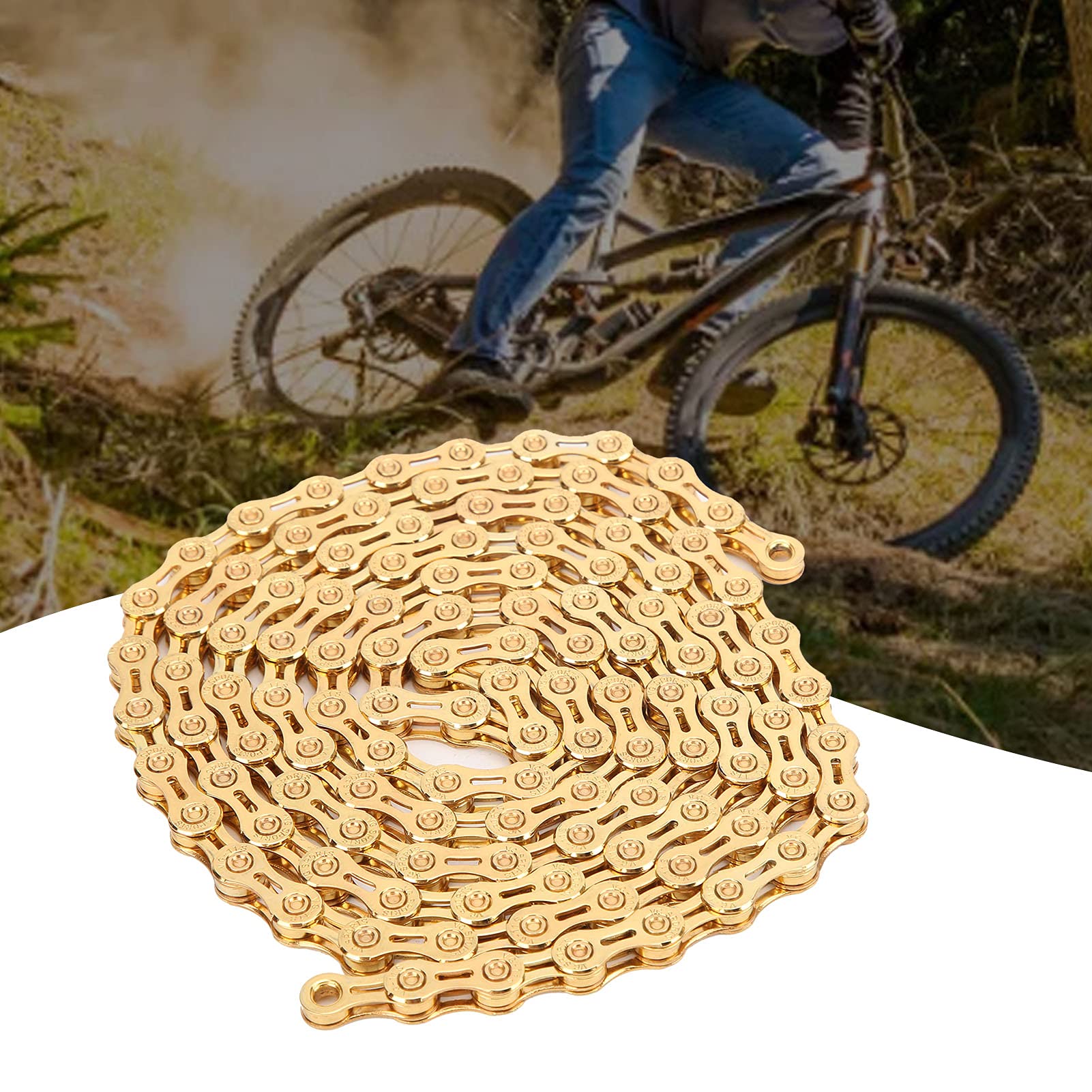 Dilwe Cadena de Bicicleta de 11 velocidades, Cadena de Acero al Carbono de 11 velocidades y eslabones de Cadena Bicicleta de montaña Pieza de Repuesto para actualización de Bicicleta de Carretera