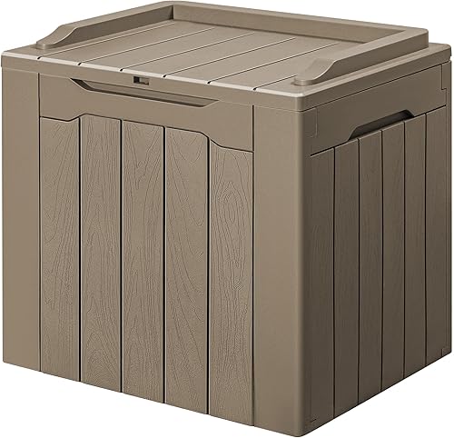 GUNJI Caja pequeña de 30 galones para exteriores, impermeable, de resina, contenedor de almacenamiento con cerradura, caja de entrega de paquete