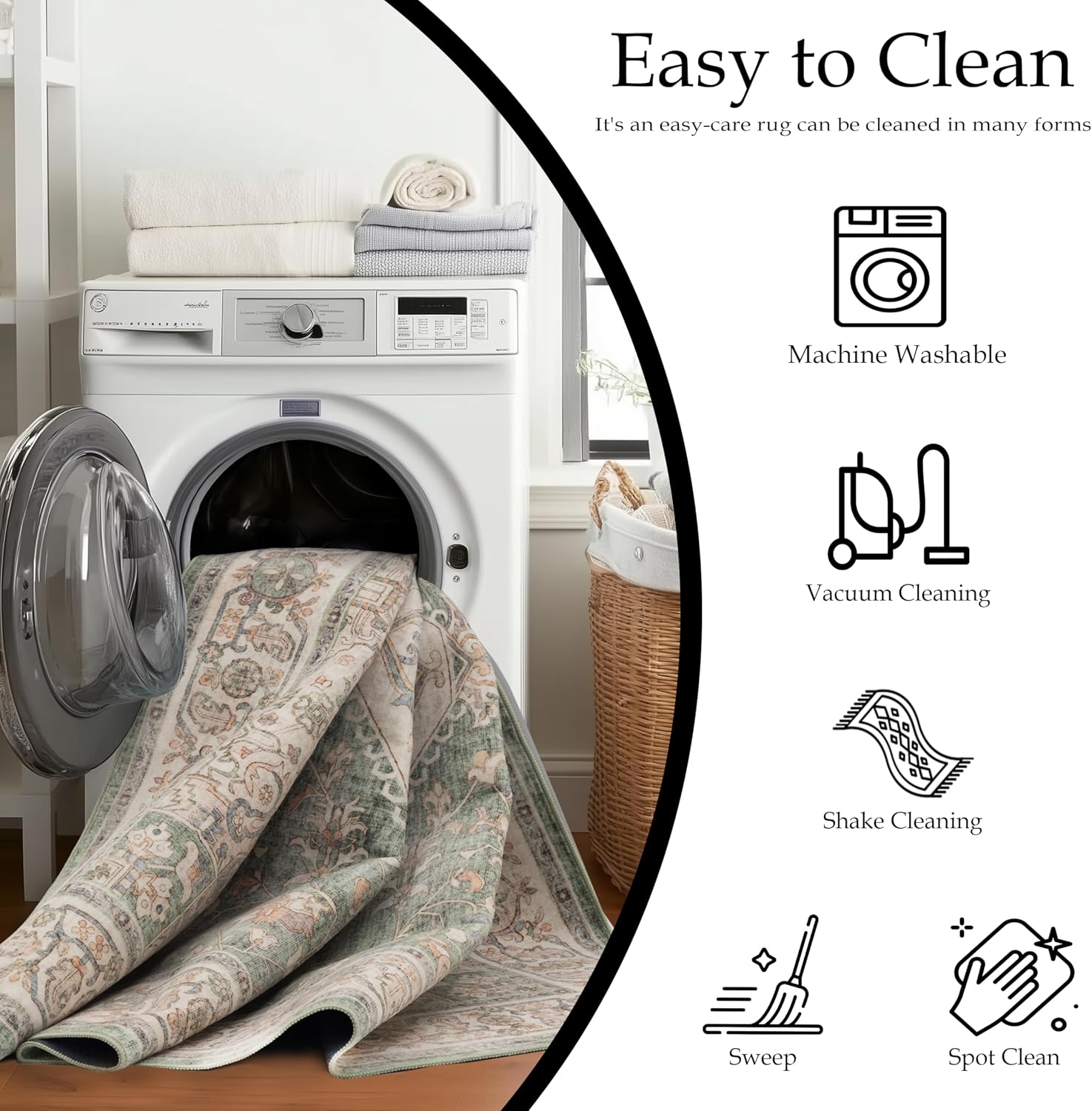 Ruaruarug Washable Area Rug 5x7 for Living Room, Bedroom, Ultra Soft Non Slip Stain & Fade Resistant, Pet & Kids Friendly, Suitable for High Traffic Areas Easy to Clean for Office Kitchen, Celadon thumbnail