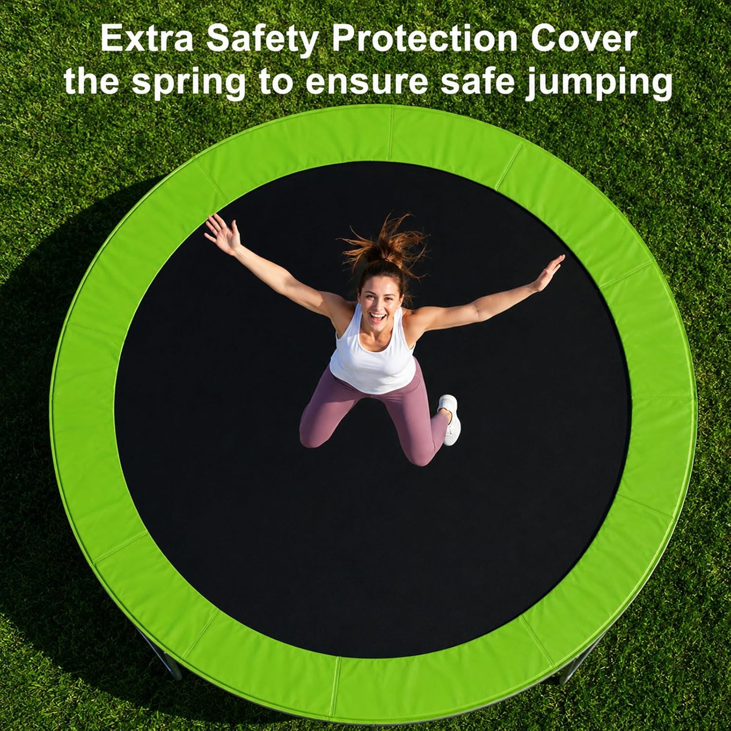 14FT Trampoline Replacement Safety Pad, Waterproof Foam Spring Cover, Tear-Resistant Edge Pad, Easy Install Spring Protection Cover (Green)