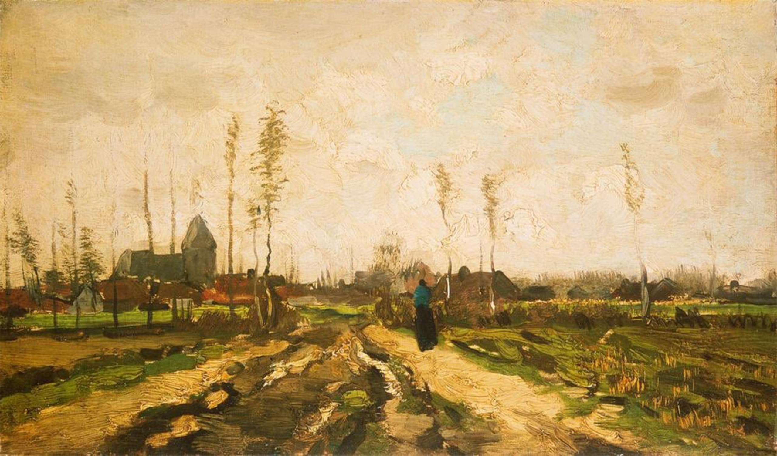 ARTXLXXBN Famous Art Print Poster Vintage Wall Art Landscape with Church and Houses Canvas Art Poster for Home Decor 60x90cm