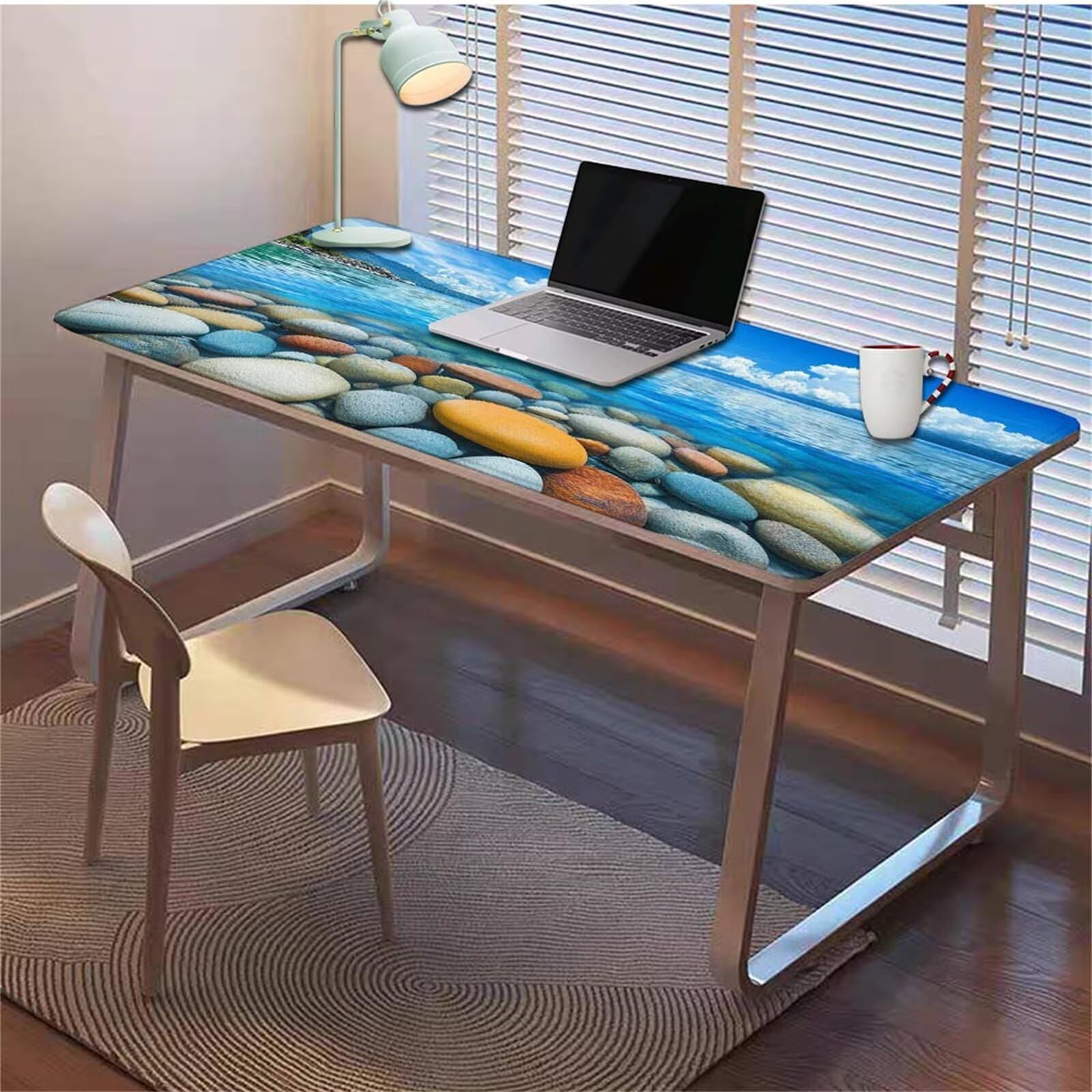 Gamingowa podkładka pod mysz 1200 x 600 x 3 mm, XXL, wodoszczelna, odporna na ścieranie, z przyszytymi krawędziami, niebieska, podkładka na biurko, poprawia prędkość i precyzję, pod laptopa, komputer