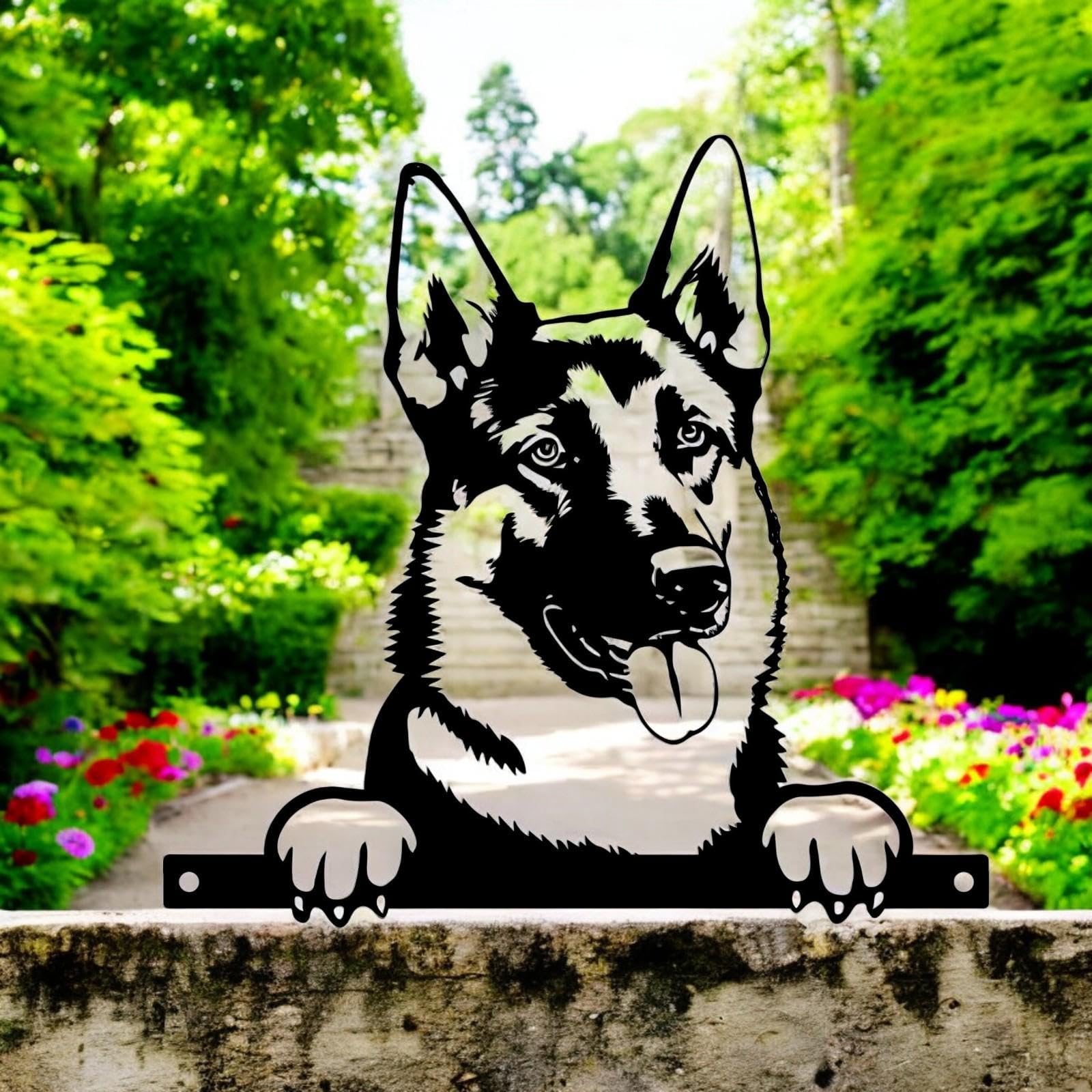 Epsom Door Handle Metal German Shepherd Peeking Dog Silhouette – 28cm x 32cm | Decorative German Shepherd Art for Home & Garden Décor