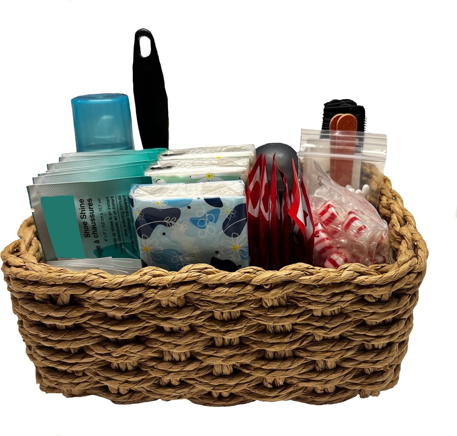With You in Mind, inc - Restroom Amenity Basket - Men/Micro - 25 or less guests (Paper Rope)