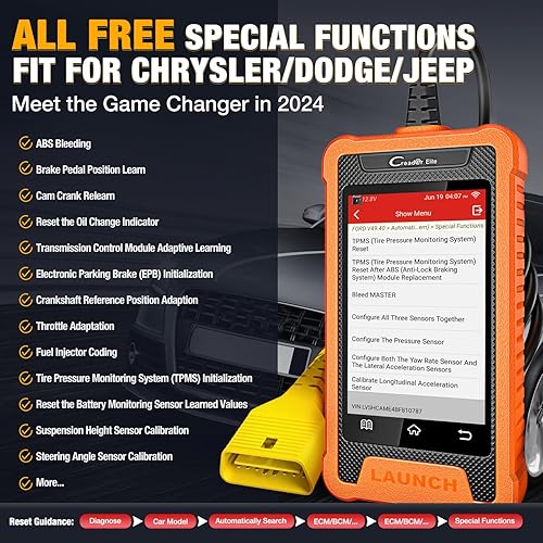 Miniatura 2 de Lector Creader Elite OBD2 de LAUNCH, escáner compatible con Chrysler Dodge Jeep, lector de códigos de sistemas completo con todas las funciones de