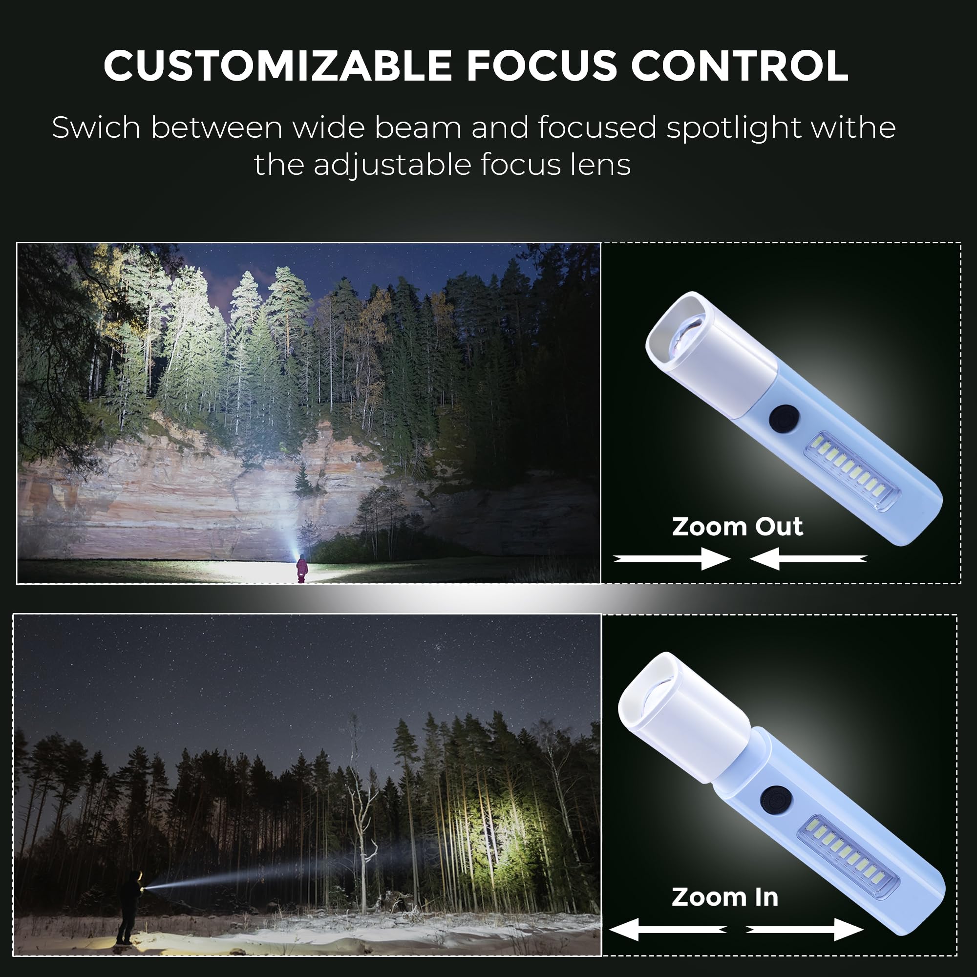 Tactical Rechargeable Flashlight - Zoom & SOS -2 Tactical Rechargeable Flashlight - Zoom & SOS -2