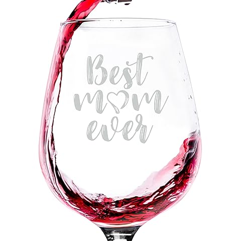 Best Mom Ever Wine Glass - Cool Gifts for Mom, Wife, Women - Best Mom Gifts from Son, Daughter, Husband, Kids - Unique Birthday Present Idea for New Mother, Her - Fun Novelty Wine Gift