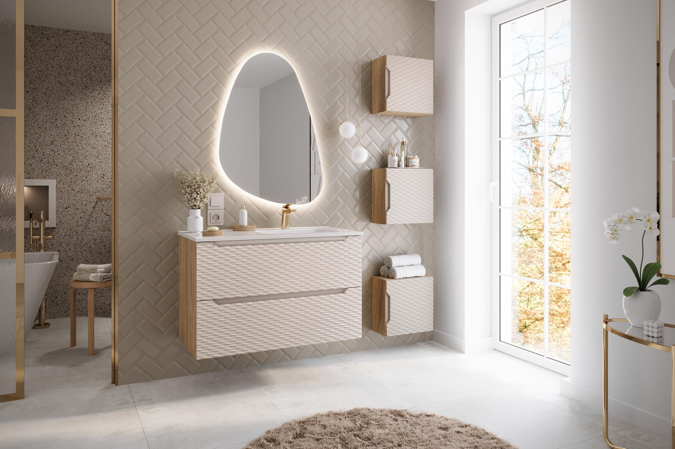 Vasque à Encastrer En Céramique Blanche Côté Droit L 90 X P 46 Cm