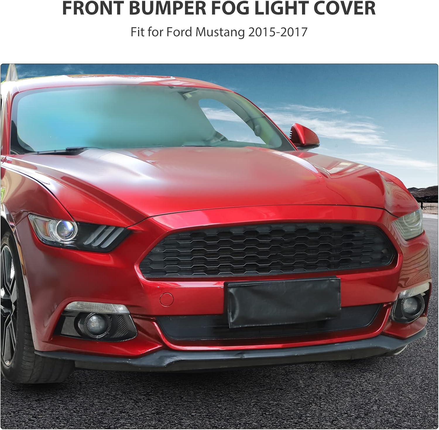 RT-TCZ Front Bumper Fog Light Cover Decorative Trim Accessories for Ford Mustang 2015-2017 (Carbon Fiber Grain)