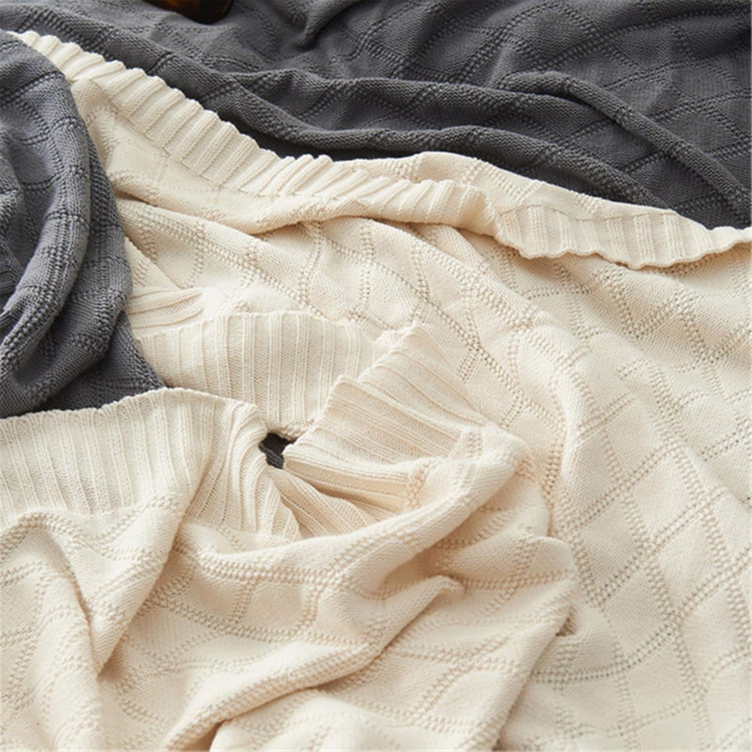 Nordic Summer Cotton Hemp Blanket Knitted Wool Office Air-conditioning Wool Blanket White, White, 180 * 200cm