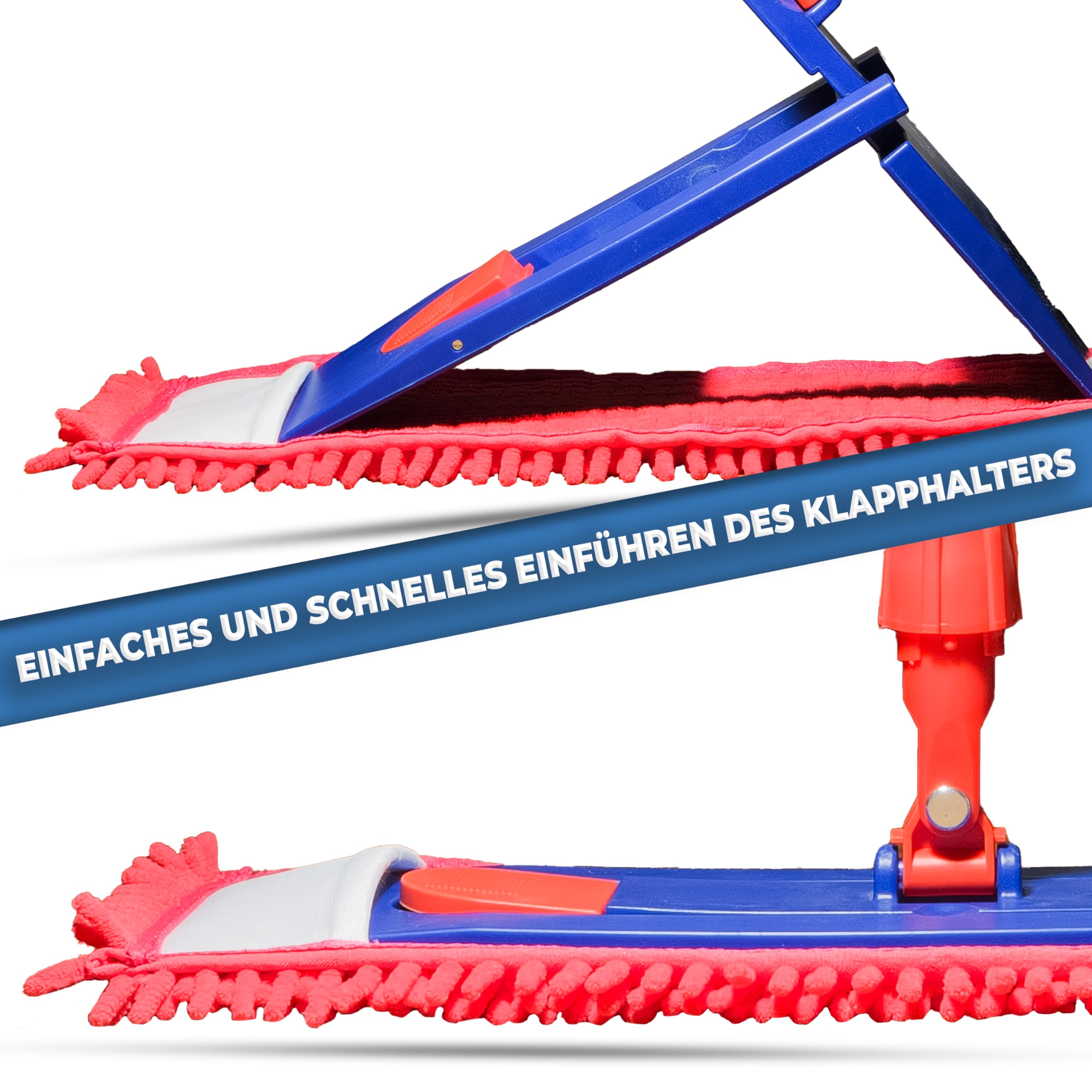 10 fundas de repuesto para mopa de suelo profesional, chenilla, color rojo, de chenilla, de microfibra, para suelos delicados, para el cuidado del suelo, para todos los soportes plegables de 40 cm