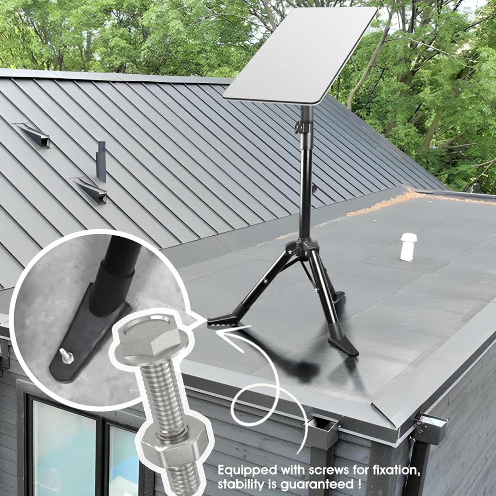 Trípode Plegable Antena Parabólica Soporte Estable Resistente Acero Inoxidable Compatible V1 V2 Ideal para Camping RV Instalación Techo