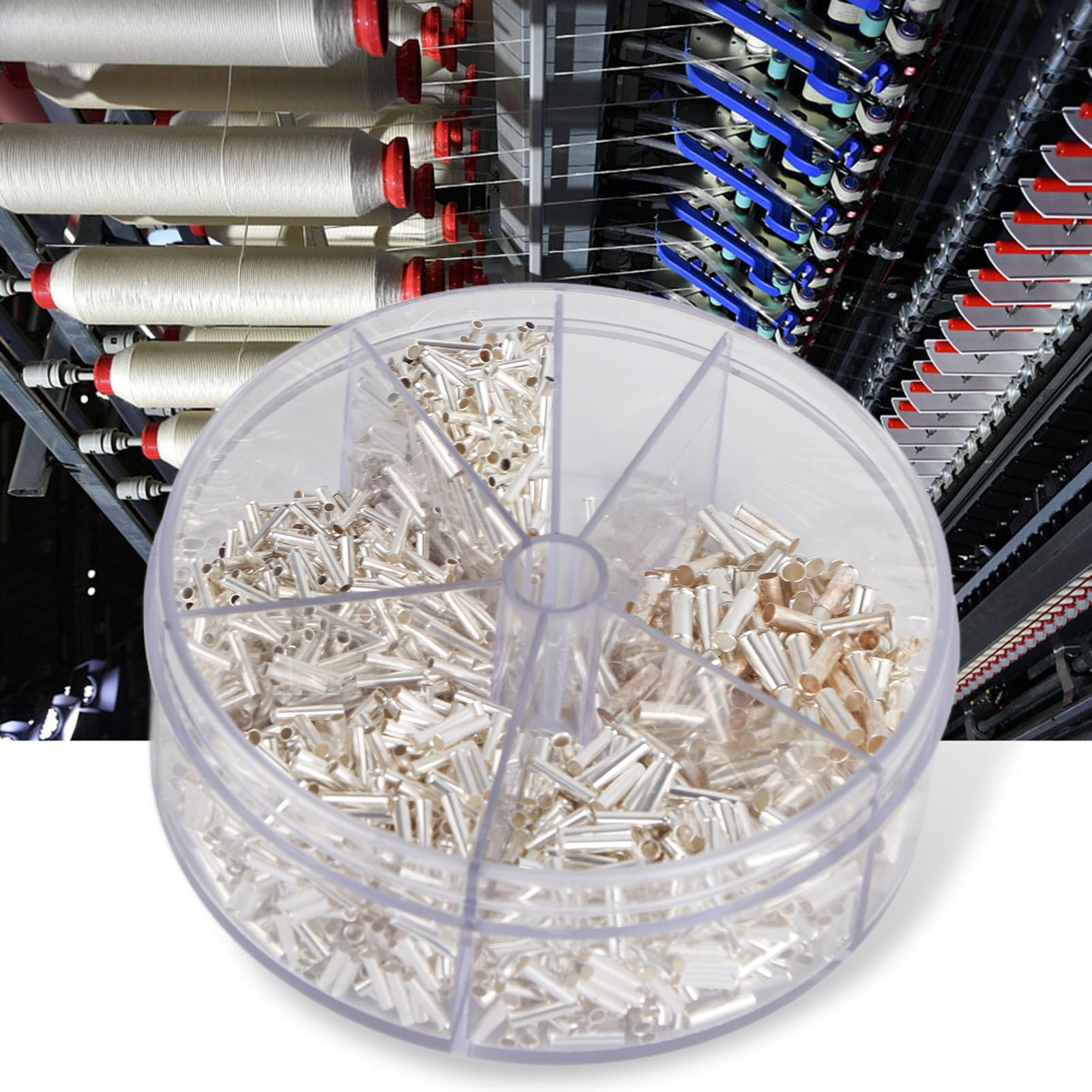 1900 Pieces Bare Non Insulated Butt Connector Cable Wire Crimp Terminals Electrical Splice DIY Assortment Kit with Storage Case