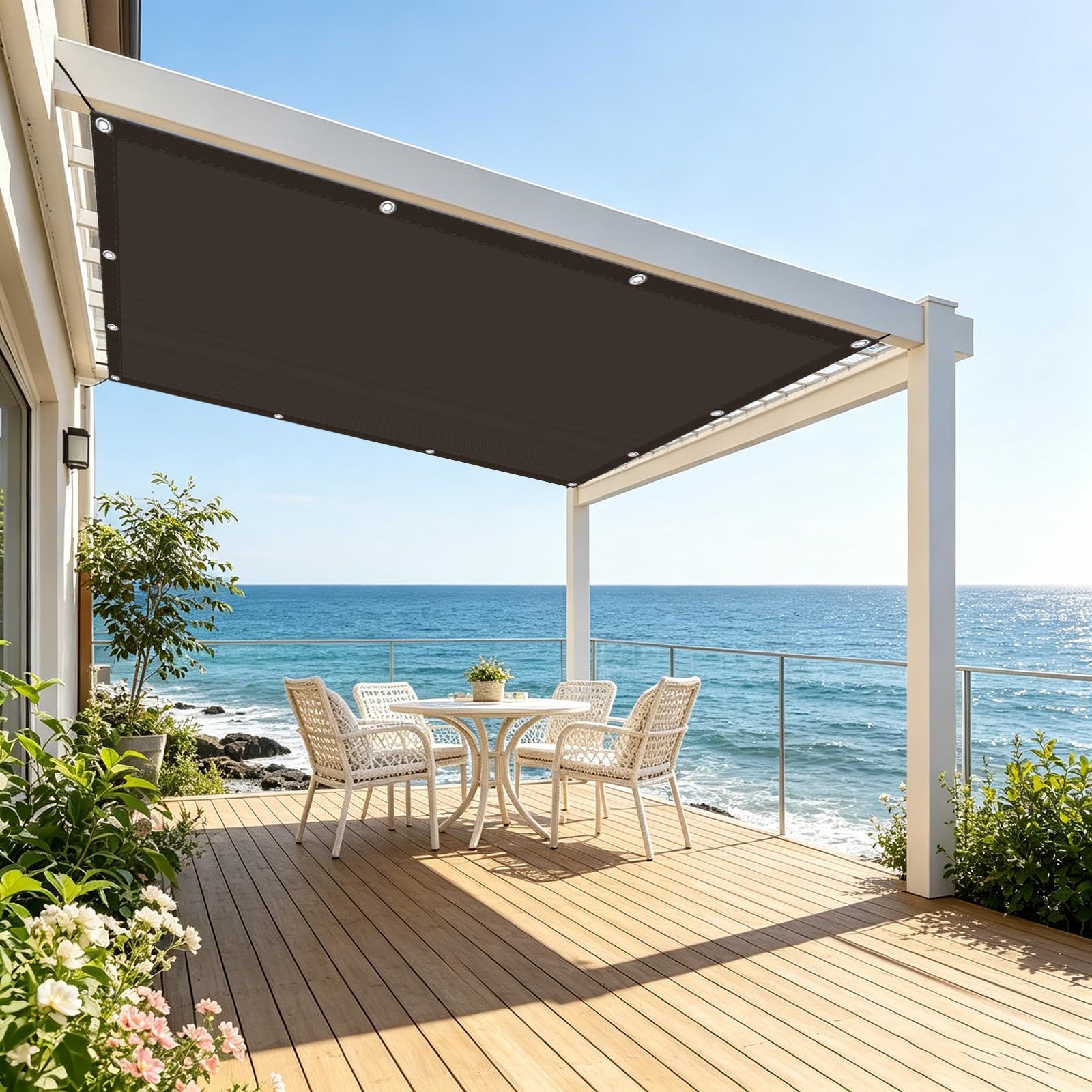 Filet d'ombrage 280 x 450 cm protection solaire jardin extérieur terrasse brise-vue œillets