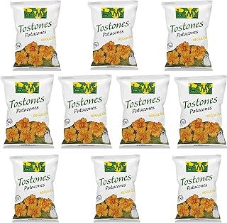 Lam's Tostones Salted, No Trans Fat, Gluten Free, 10 x 4 oz, Smashed Plantain Chunks, Thin and Crispy, Only Three Ingredients Tostones (Pack of 10, Salted)