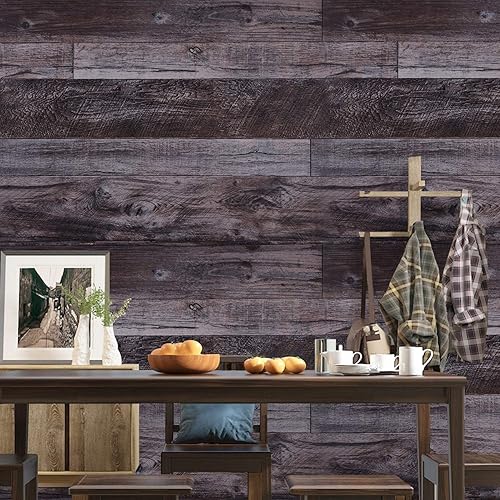 Miniatura 9 de WENMER Papel tapiz de madera gris de 17.71 x 1181 pulgadas, papel tapiz autoadhesivo de tablones de madera para armarios, estantes de cocina,