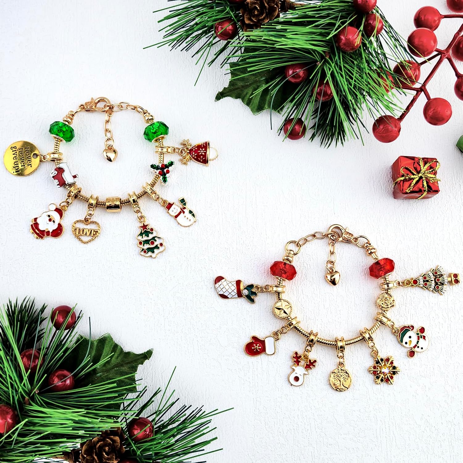 2025 Christmas Advent Calendar Bracelets 24 Days Xmas Countdown DIY Jewelry Making Kit With 22 Charm Beads 2 Bracelets Advent Calendars Gift For Women