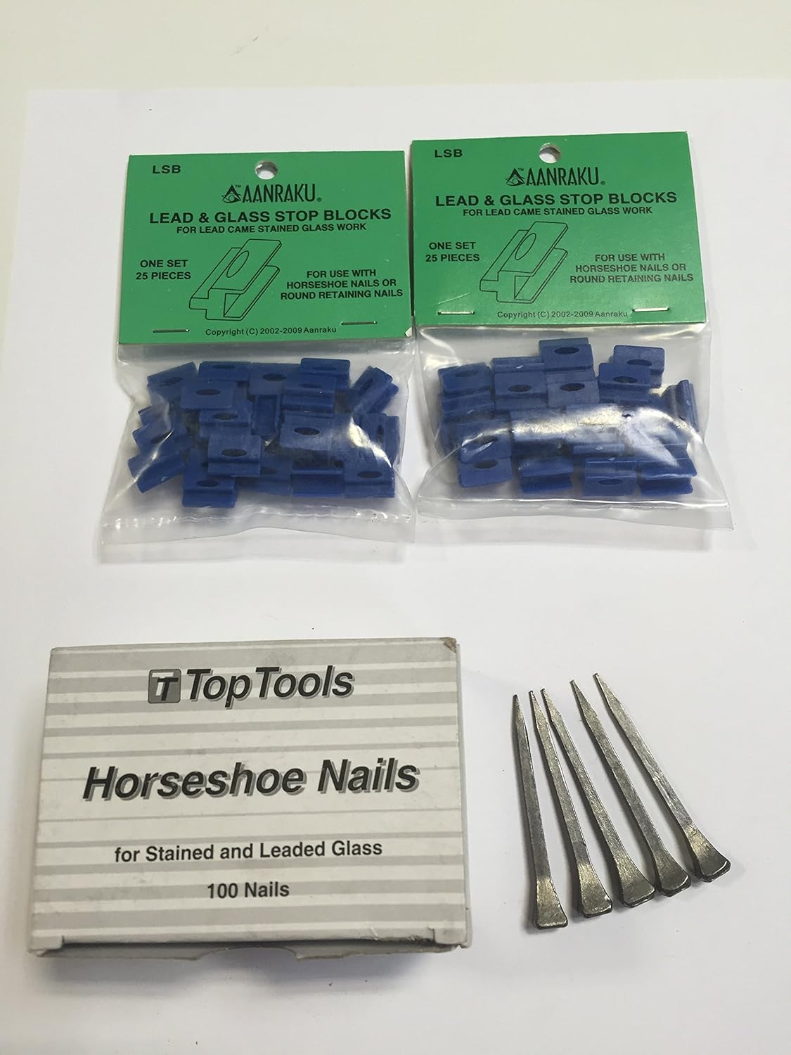 Horseshoe Nails (100 Nails) & Lead & Glass Stop Blocks (2 Bags)