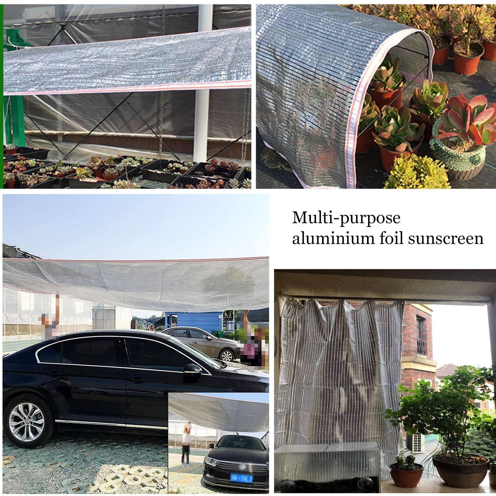 Odblaskowy baldachim przeciwsłoneczny z folii aluminiowej, 75% filtr przeciwsłoneczny, do ogrodu, na patio, samochód i pies, oddychający, odporny na deszcz, pokrowiec na rośliny, do użytku na zewnątrz