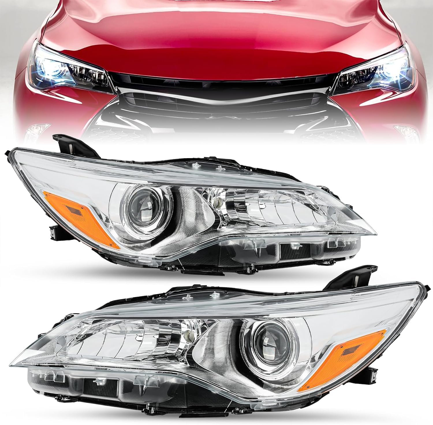 SOCKIR Halogen Headlight Assembly Fit for 2015 2016 2017 Toyota Camry Headlamp,Right Passenger Side