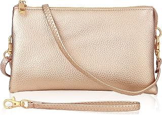 Vegan Leather Wristlet Purse for Women - Small Clutch Purse with Shoulder and Wrist Straps