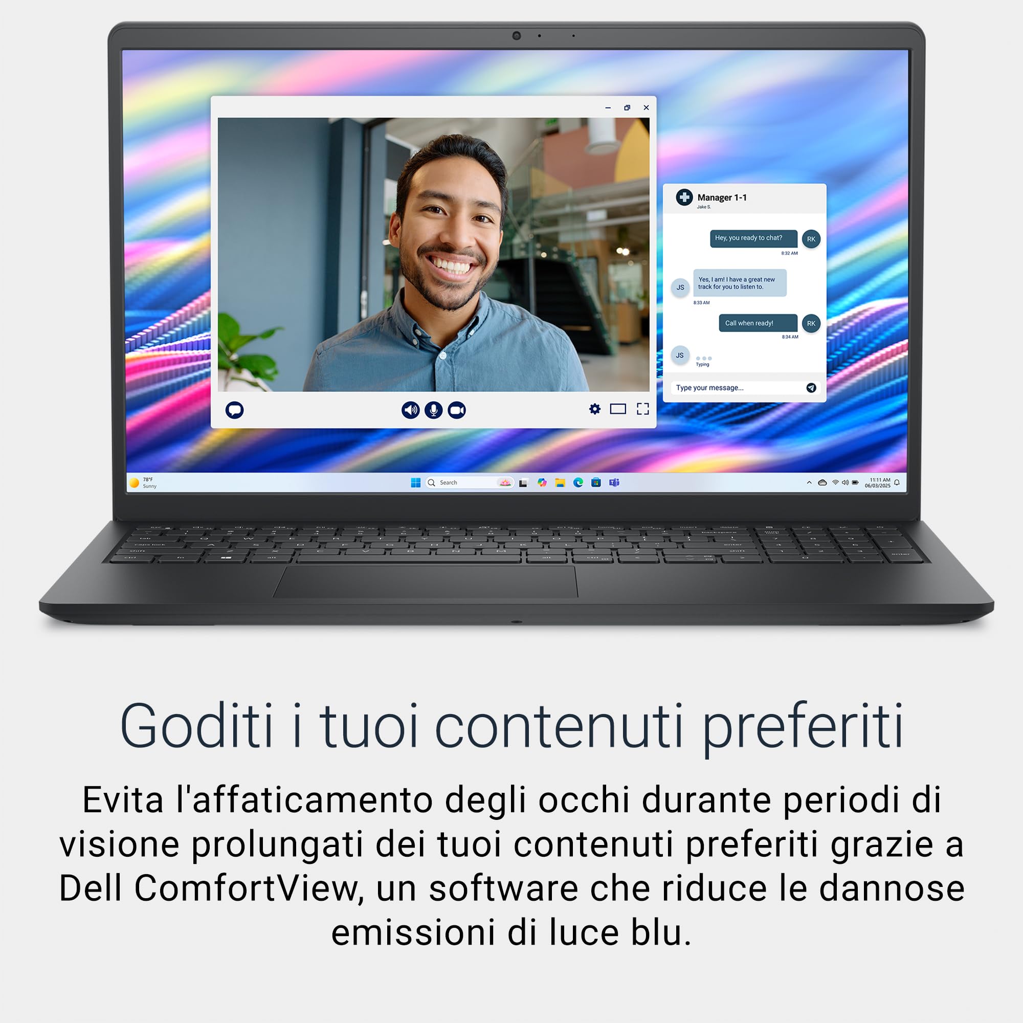 Dell 15 Laptop DC15250 15,6" FHD (1920 x 1080) 120Hz, Intel Core i7-1355U, Grafica Intel UHD, 16GB DDR4 RAM, 512GB SSD, Windows 11 Home, Tastiera QWERTY – Nero Carbonio
