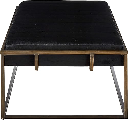 Miniatura 5 de Christopher Knight Home Vassy Modern - Banco otomano de terciopelo con acabado de latón, color negro