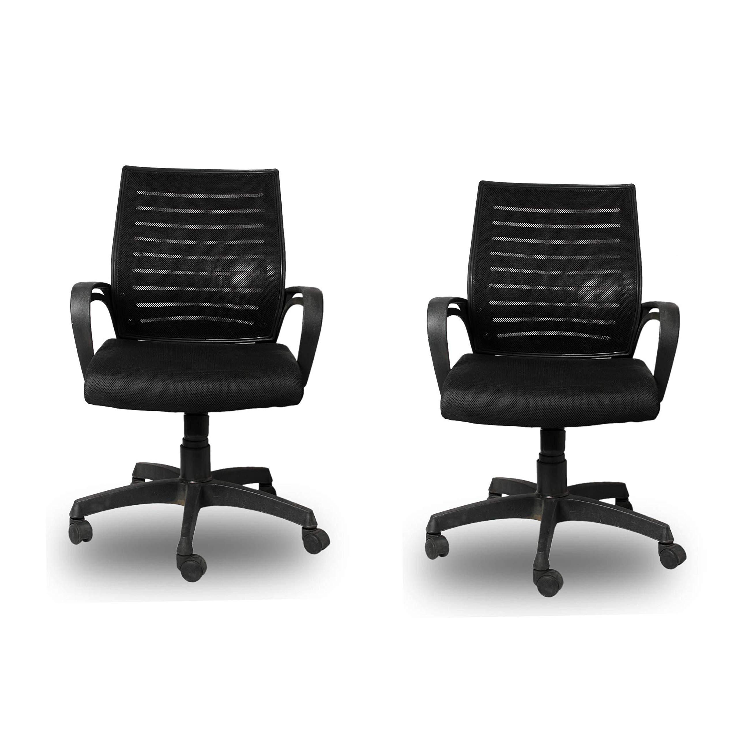 Giantwood Boom High Back Support Egronomic Office Executive Rest Chair with Rolling Wheels (Black, 2 Pieces)