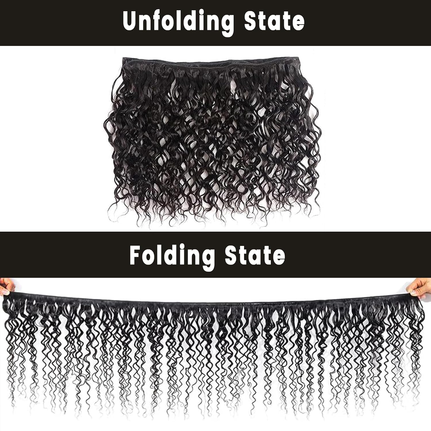 30 32 34 Inches #1B Color Human Hair Bundles Water Wave Bundles Human Hair Extensions Unprocessed Virgin Remy 3 Black Bundles 50g/Pc Double Weft for Black Women