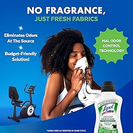 Lysol Tough Odor Eliminator Laundry Sanitizer Additive, Sanitizing Liquid for Gym Clothes and Activewear, 0% Bleach, Eliminates Odor Causing Bacteria, 41oz